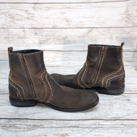 Bed Stu Revolution Men’s Brown Leather Western Ankle Boots Size 8.5 - Picture 4 of 9